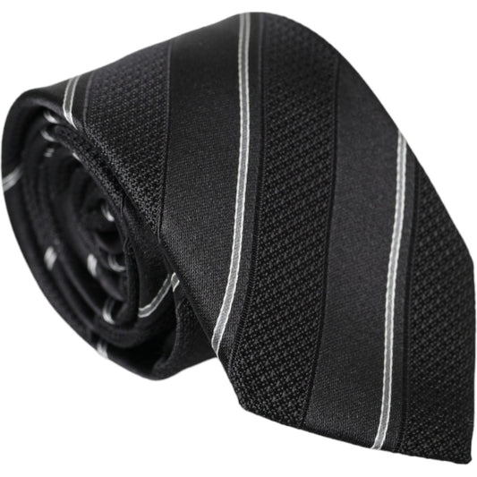 Black White Stripes Silk Adjustable Tie