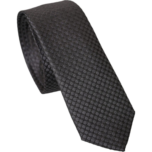 Dolce & Gabbana Black Patterned 100% Silk Adjustable Men Tie Dolce & Gabbana