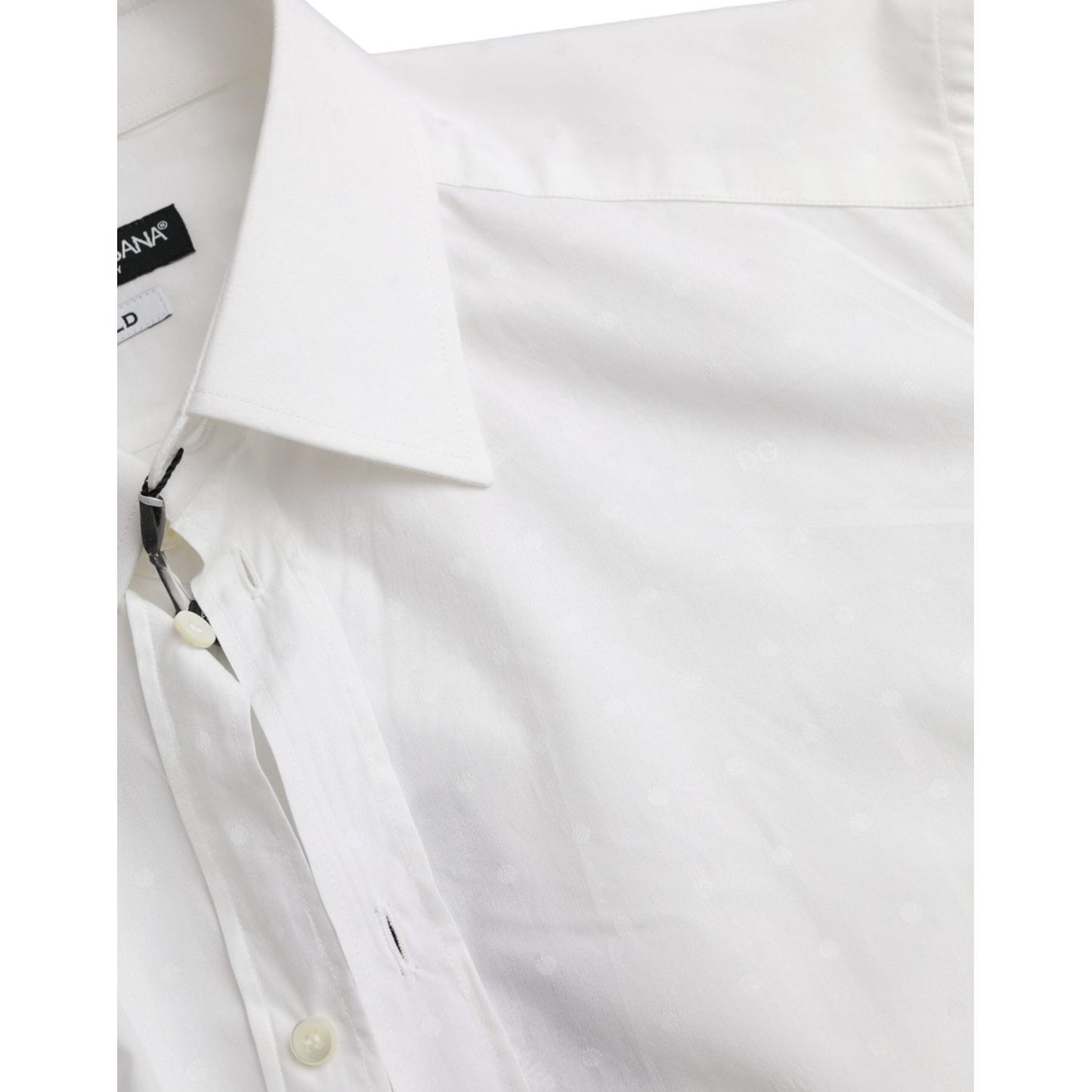 Dolce & Gabbana White Logo Cotton Men Dress GOLD Shirt Dolce & Gabbana