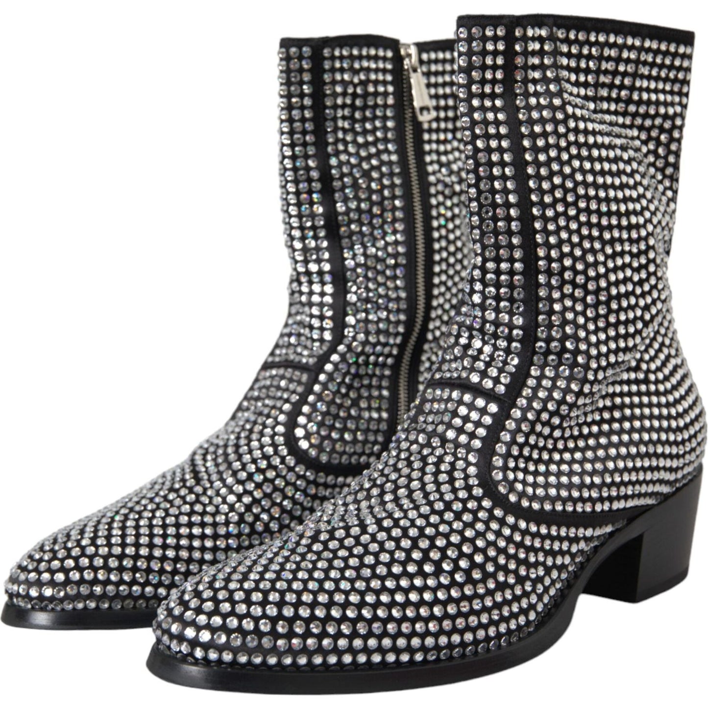 Dolce & Gabbana Black Rhinestone Crystal Chelsea Boots Shoes Dolce & Gabbana