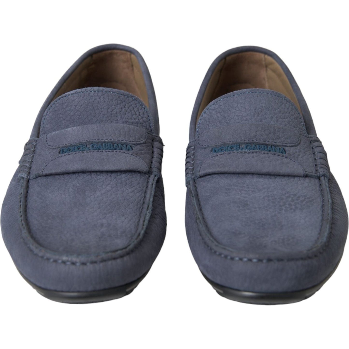 Dolce & Gabbana Blue Calf Leather Slip On Moccasin Shoes Dolce & Gabbana