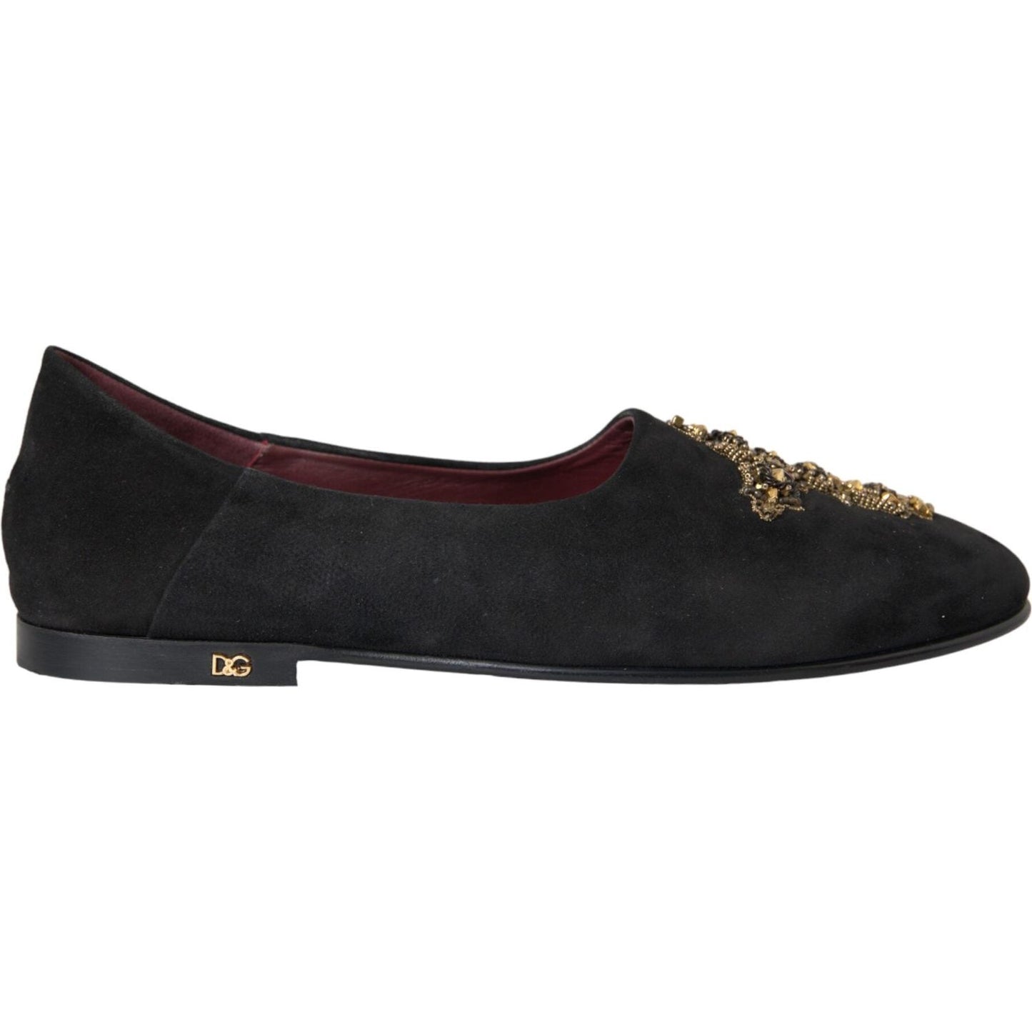 Dolce & Gabbana Black Suede Gold Cross Slip On Loafer Shoes Dolce & Gabbana