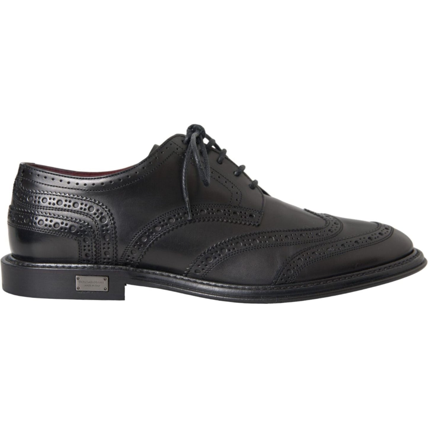 Dolce & Gabbana Black Leather Oxford Wingtip Formal Men Shoes Dolce & Gabbana