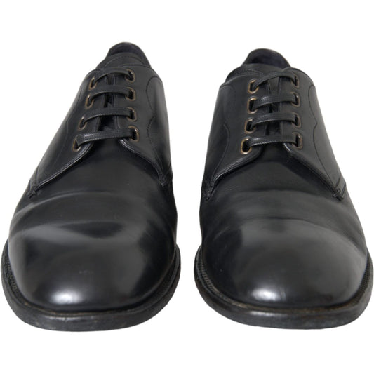 Dolce & Gabbana Black Leather Derby Formal Dress Men Shoes Dolce & Gabbana