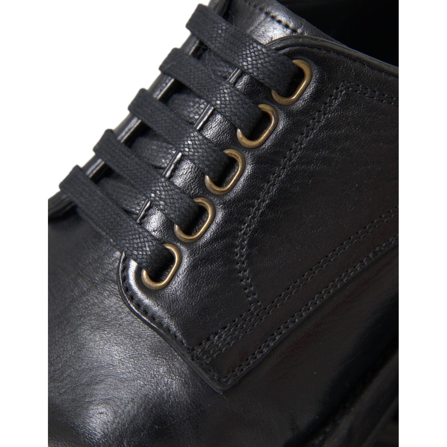 Dolce & Gabbana Black Horse Leather Derby Men Dress Shoes Dolce & Gabbana