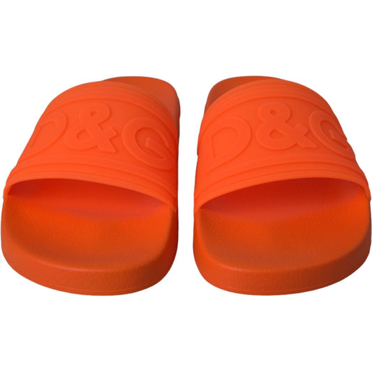 Dolce & Gabbana Orange Rubber Slides Sandals Beachwear Shoes Dolce & Gabbana