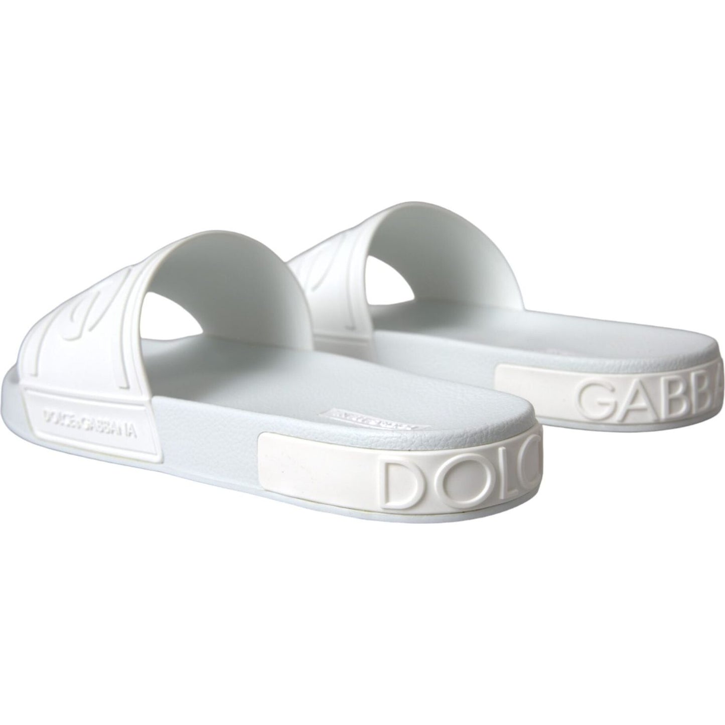 Dolce & Gabbana White Rubber Slides Sandals Beachwear Shoes Dolce & Gabbana