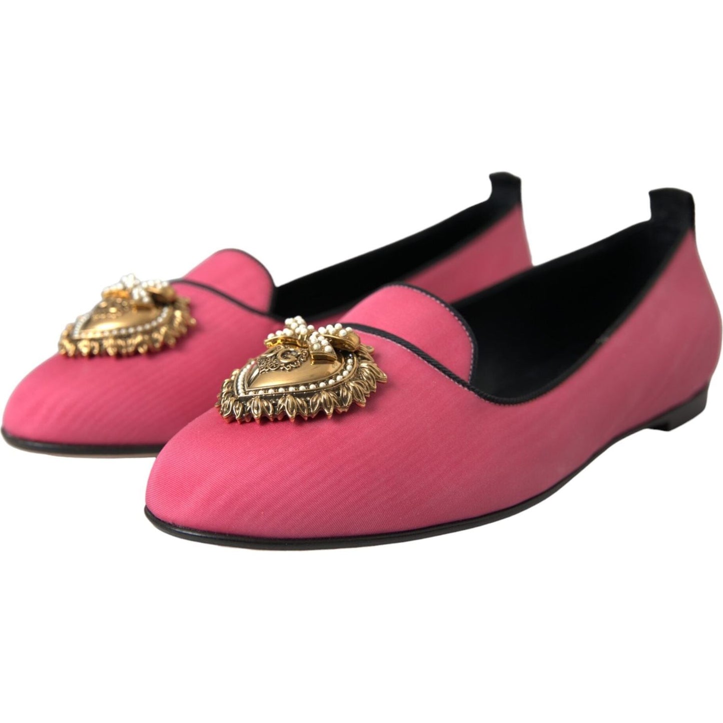 Dolce & Gabbana Pink Velvet Slip On Loafers Flats Shoes Dolce & Gabbana