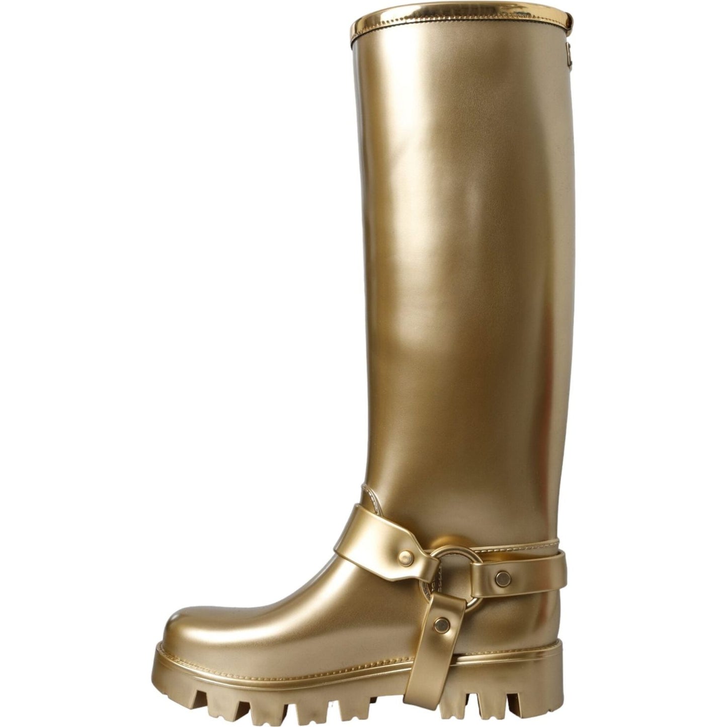 Dolce & Gabbana Metallic Gold Rubber PVC Rain Boots Shoes Dolce & Gabbana