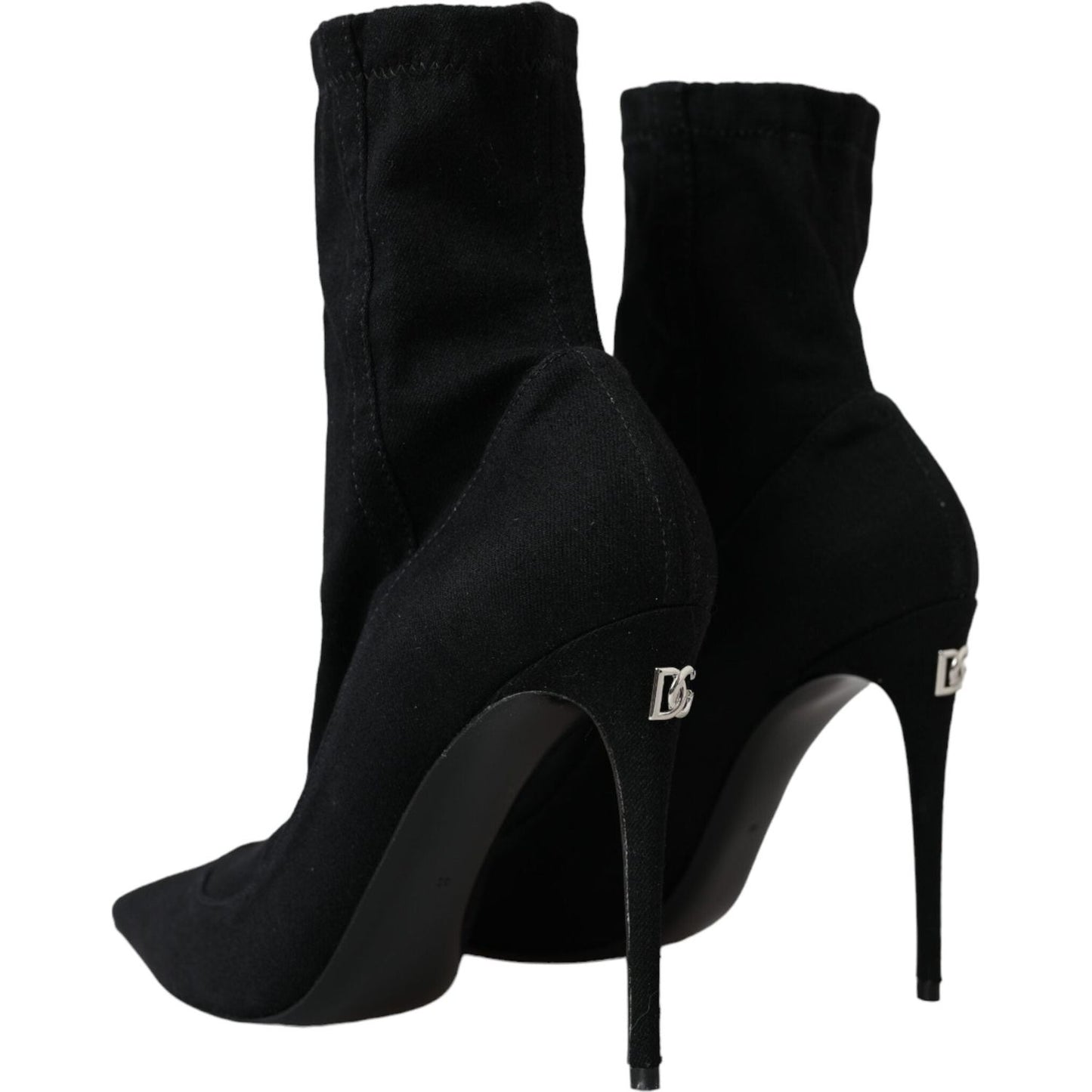 Dolce & Gabbana Black Stiletto Heels Denim Ankle Boots Shoes Dolce & Gabbana