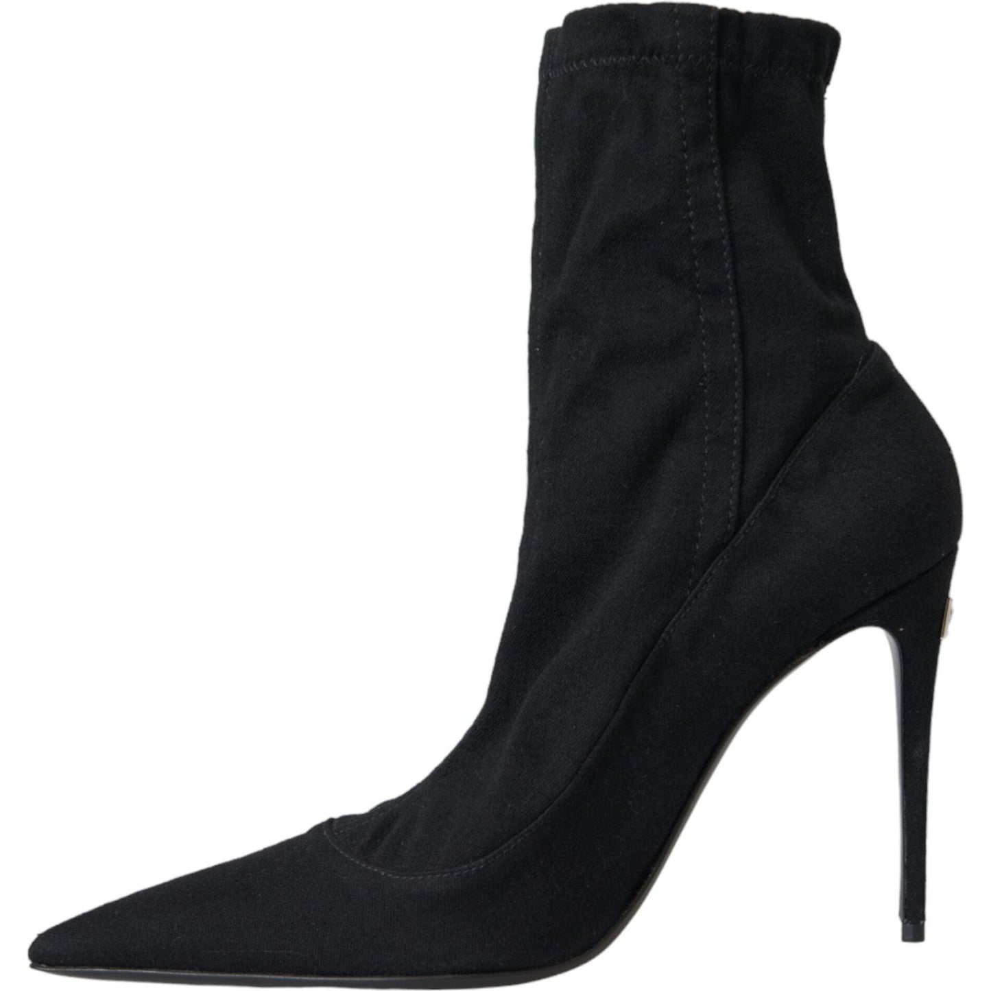 Dolce & Gabbana Black Stiletto Heels Denim Ankle Boots Shoes Dolce & Gabbana