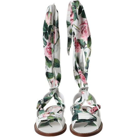 Dolce & Gabbana Multicolor Floral Print Ankle Wrap Sandals Shoes Dolce & Gabbana