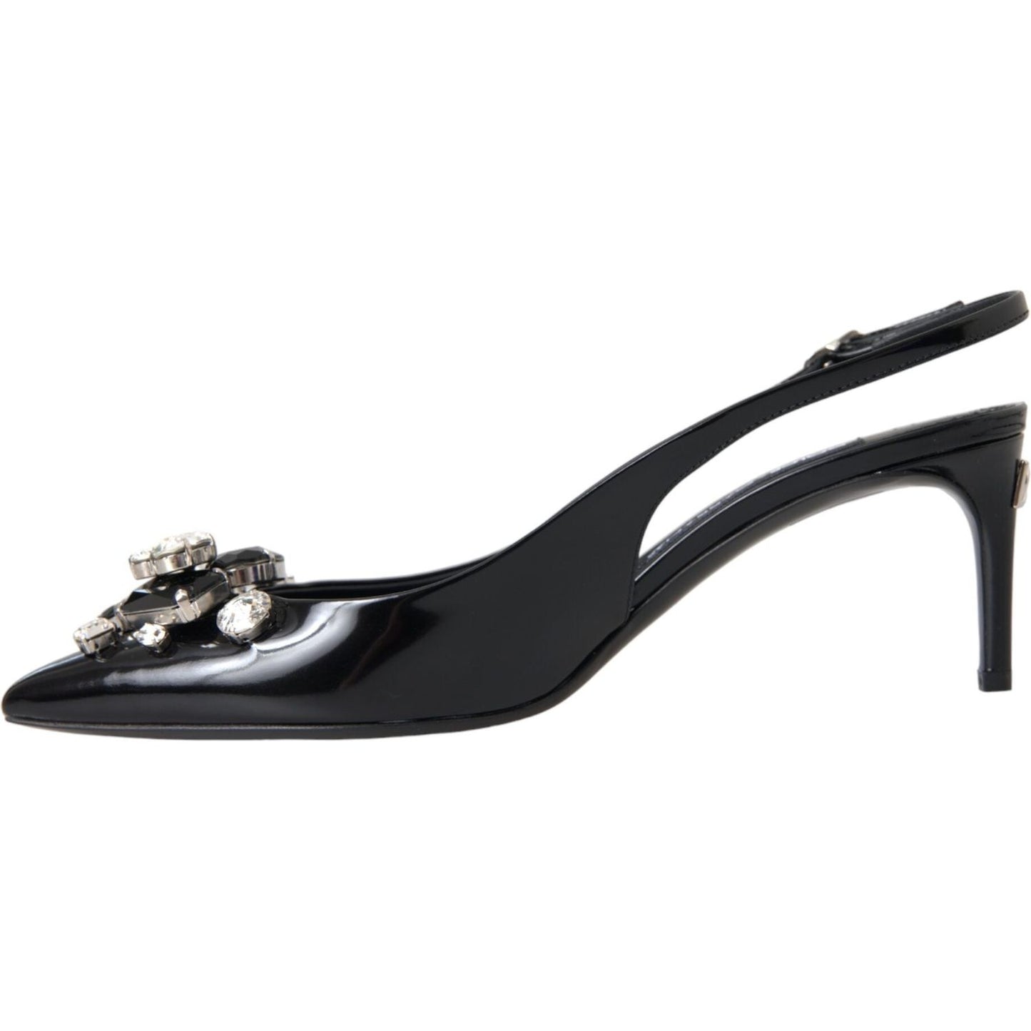 Dolce & Gabbana Black Patent Leather Crystal Slingback Shoes Dolce & Gabbana