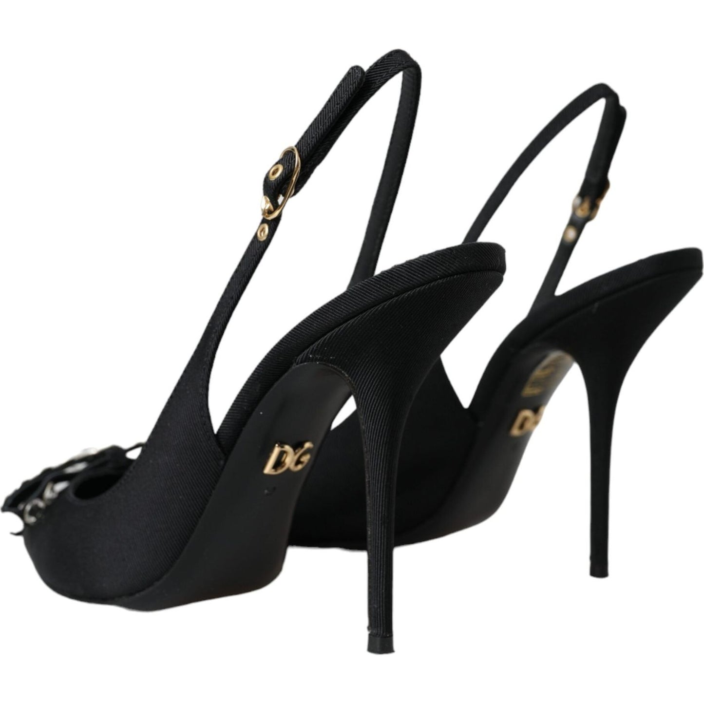 Dolce & Gabbana Black Crystal Embellished Slingback Shoes Dolce & Gabbana