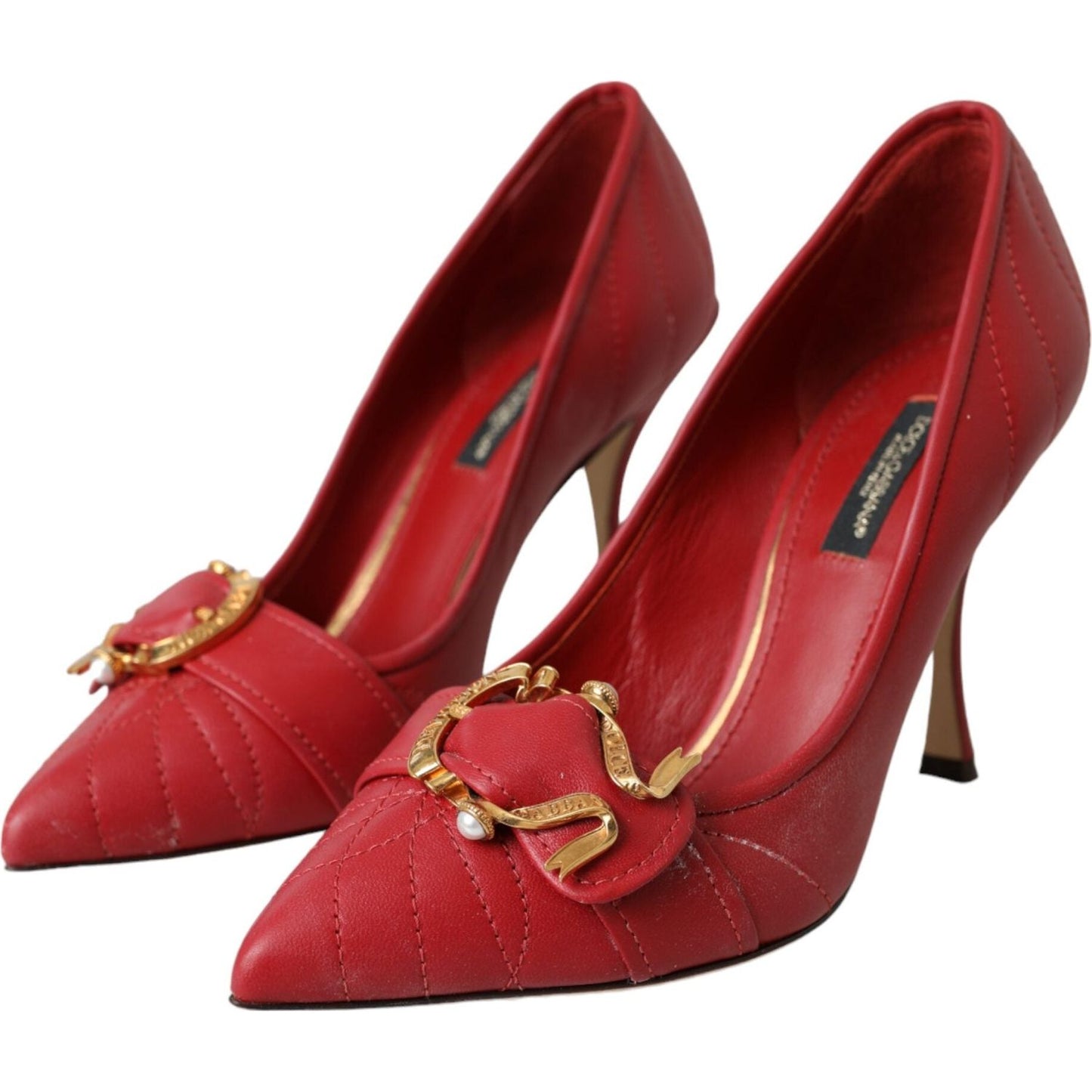 Dolce & Gabbana Red Devotion Leather Heels Pumps Shoes Dolce & Gabbana