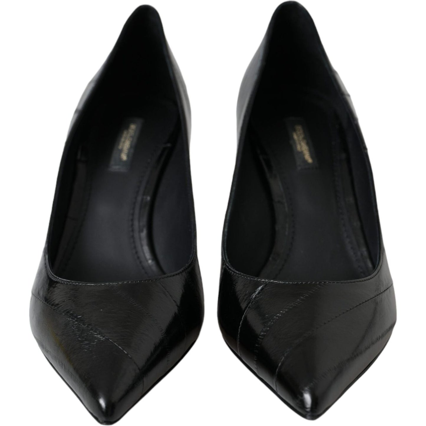 Dolce & Gabbana Black Eel Leather Kitten Heels Pumps Shoes Dolce & Gabbana