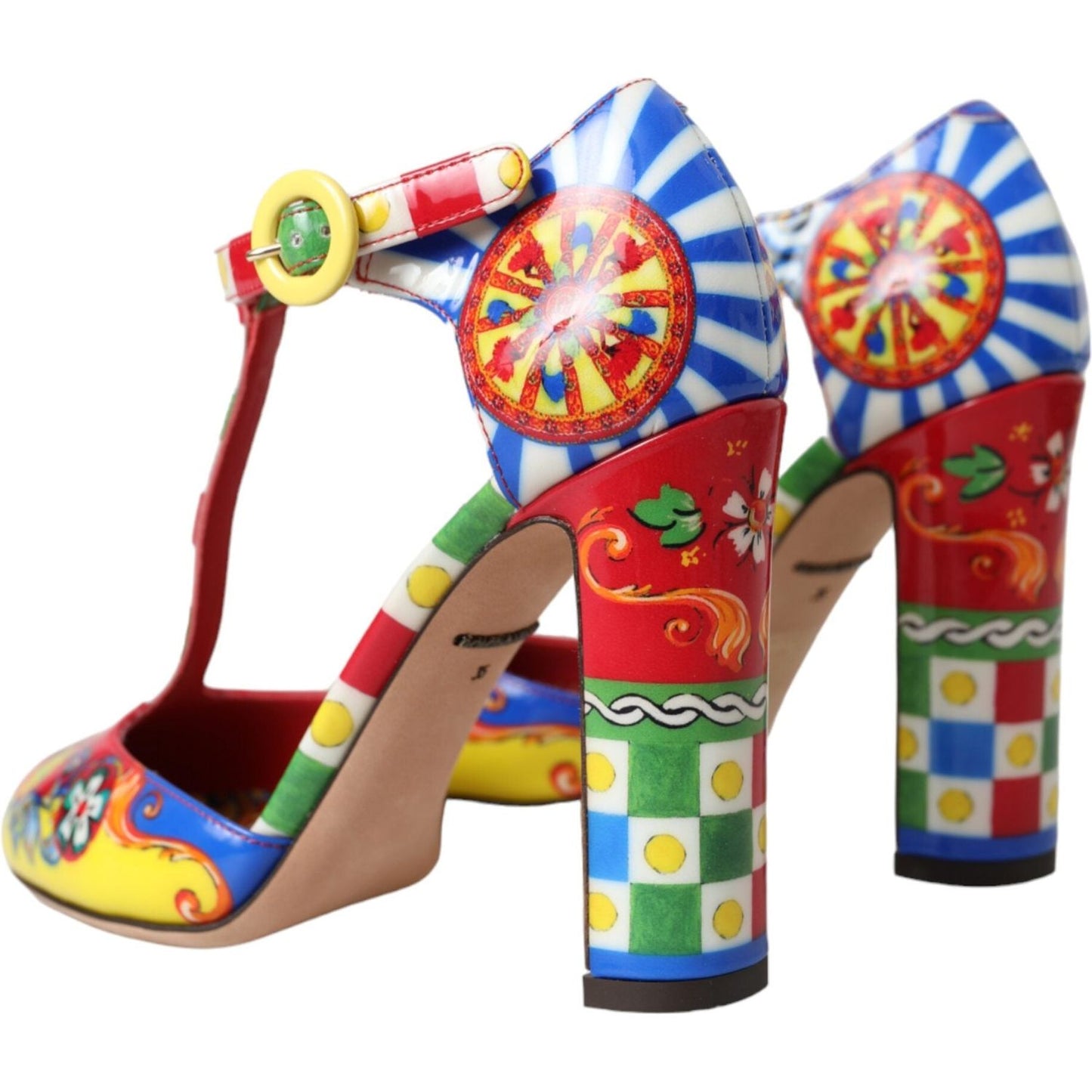 Dolce & Gabbana Multicolor Carretto T-strap Sandals Shoes Dolce & Gabbana