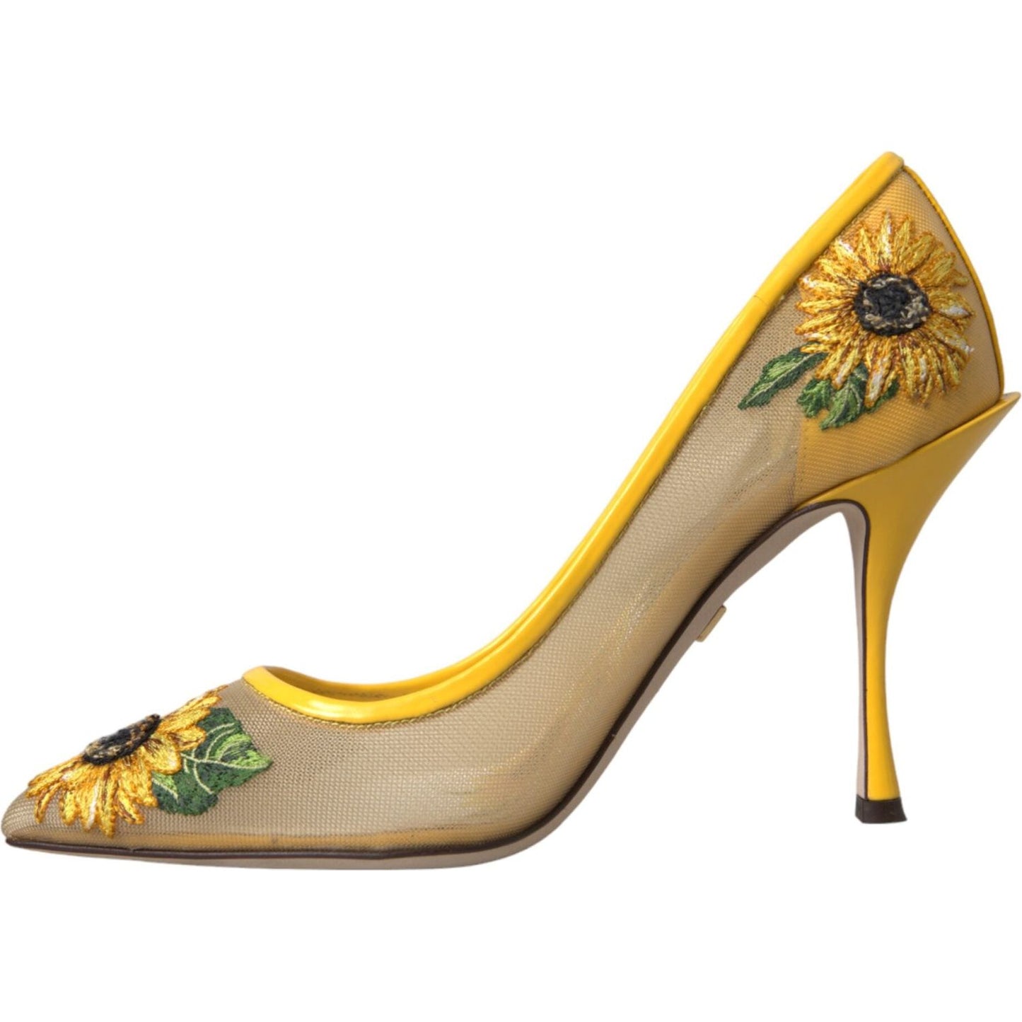 Dolce & Gabbana Yellow Sunflower Mesh Heels Pumps Shoes Dolce & Gabbana