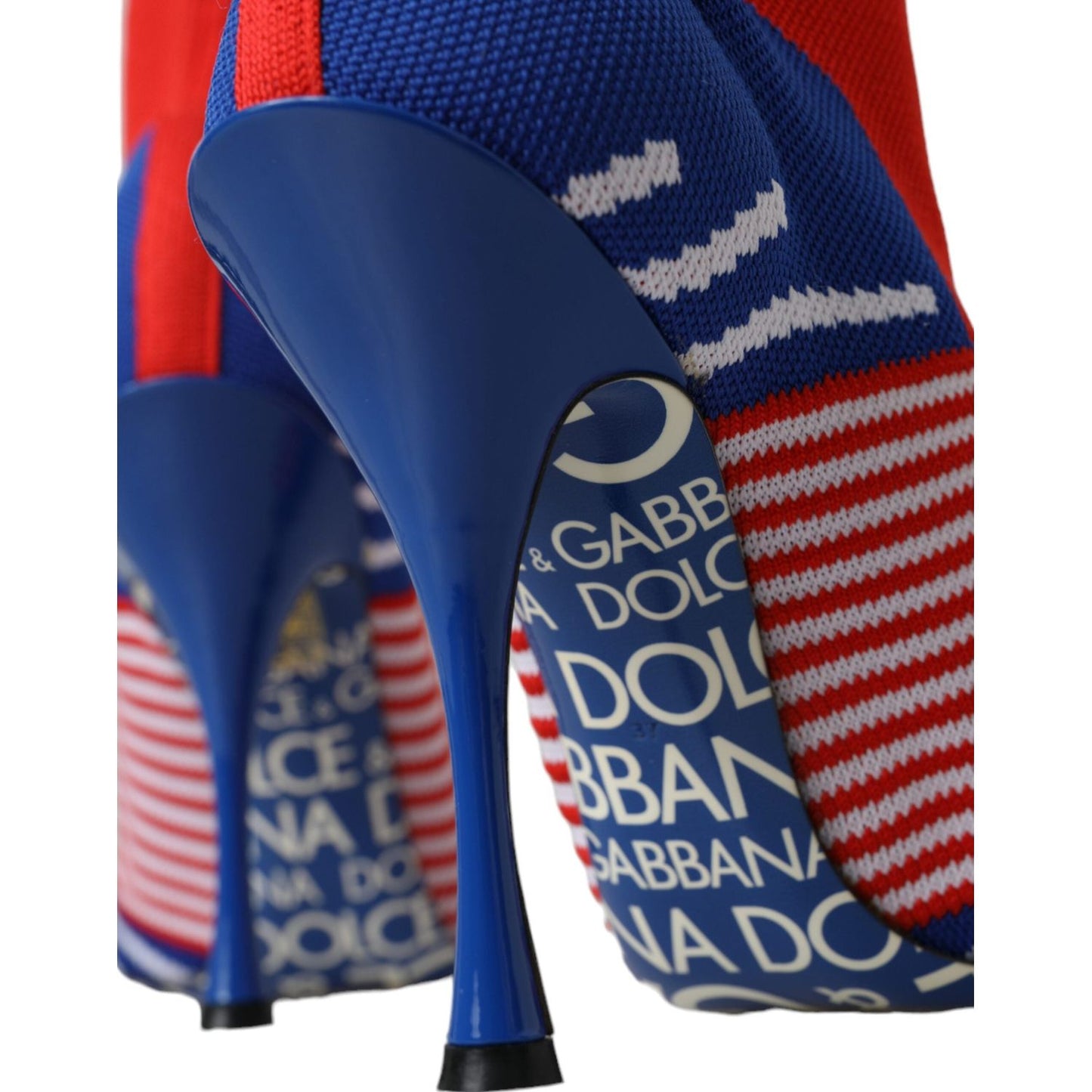 Dolce & Gabbana Red Blue Stretch Sock Style Short Boots Logo Shoes Dolce & Gabbana