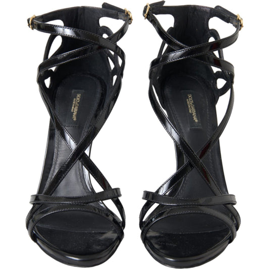 Black Bellucci Leather Heels Sandals Shoes