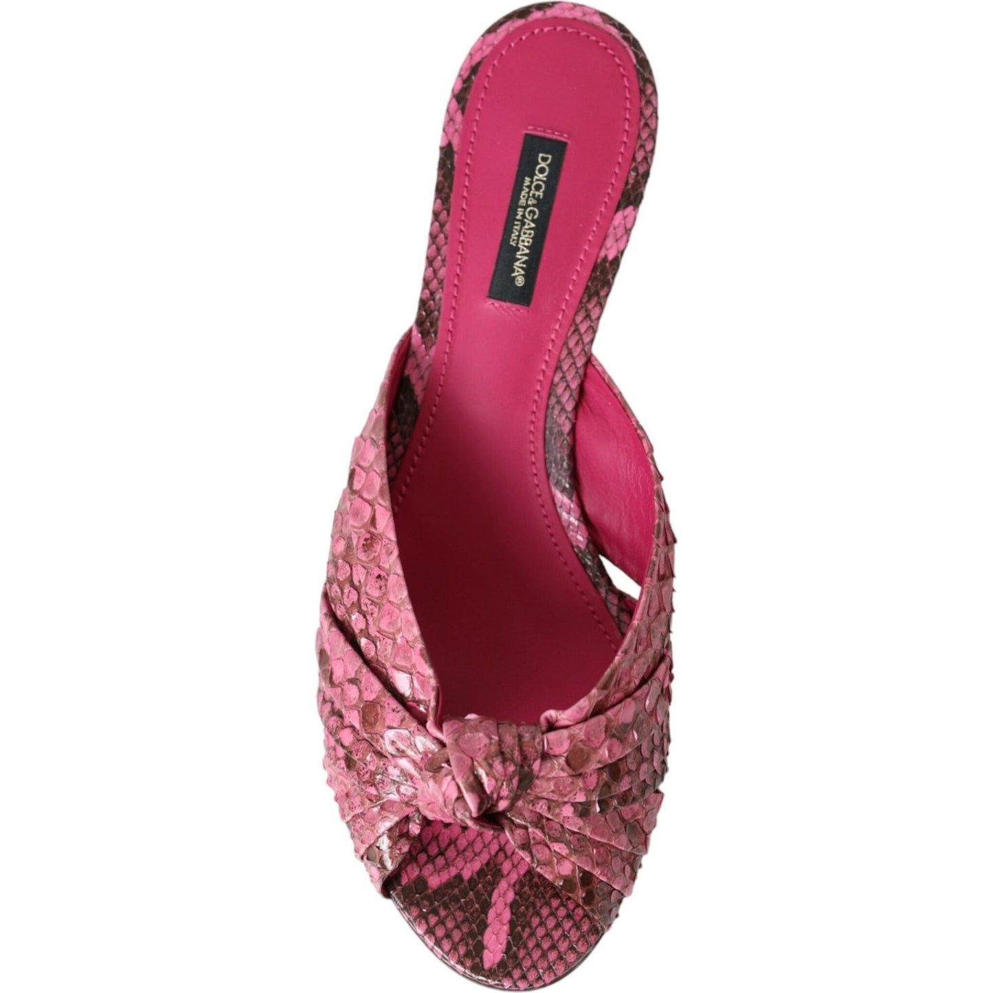 Dolce & Gabbana Pink Exotic Leather Kitten Heels Slides Shoes Dolce & Gabbana