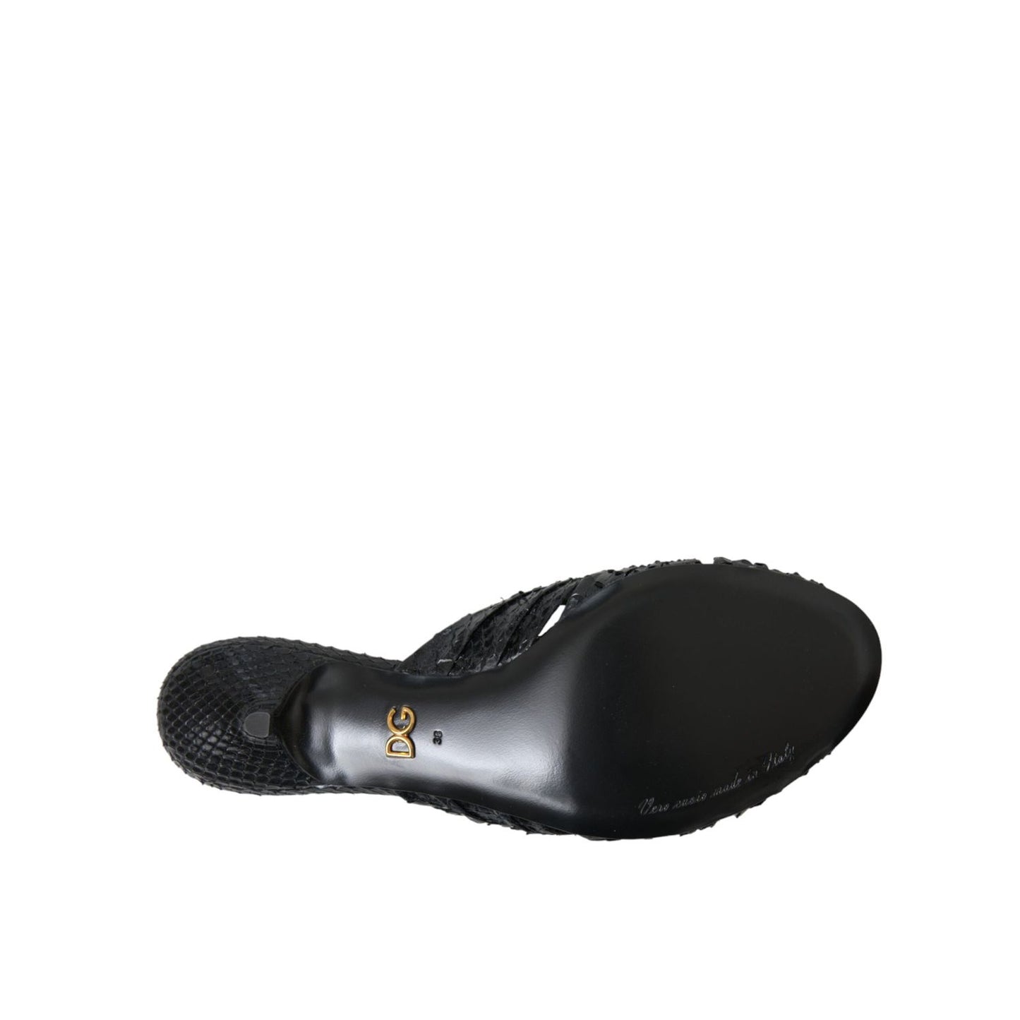 Dolce & Gabbana Black Exotic Leather Heels Slides Shoes