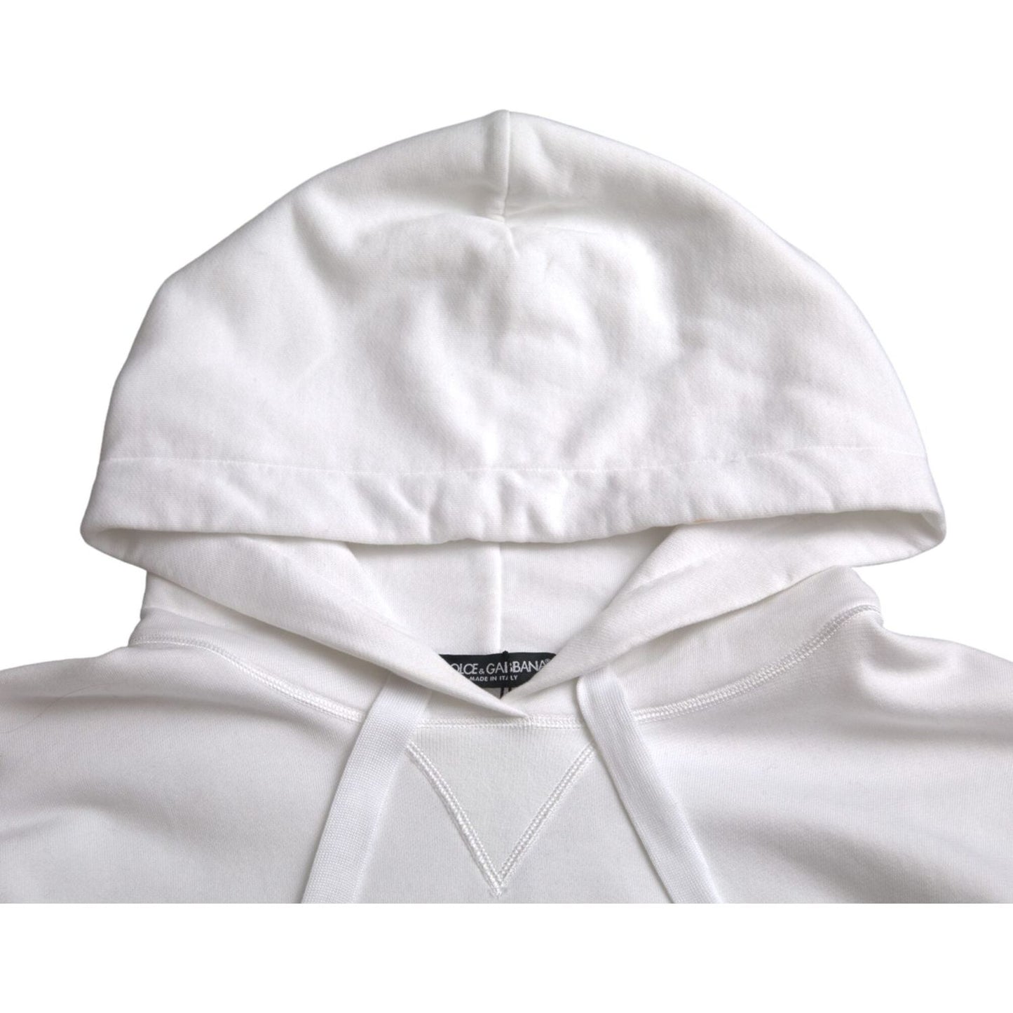 Dolce & Gabbana White Cotton Logo Hoodie Pullover Sweater Dolce & Gabbana