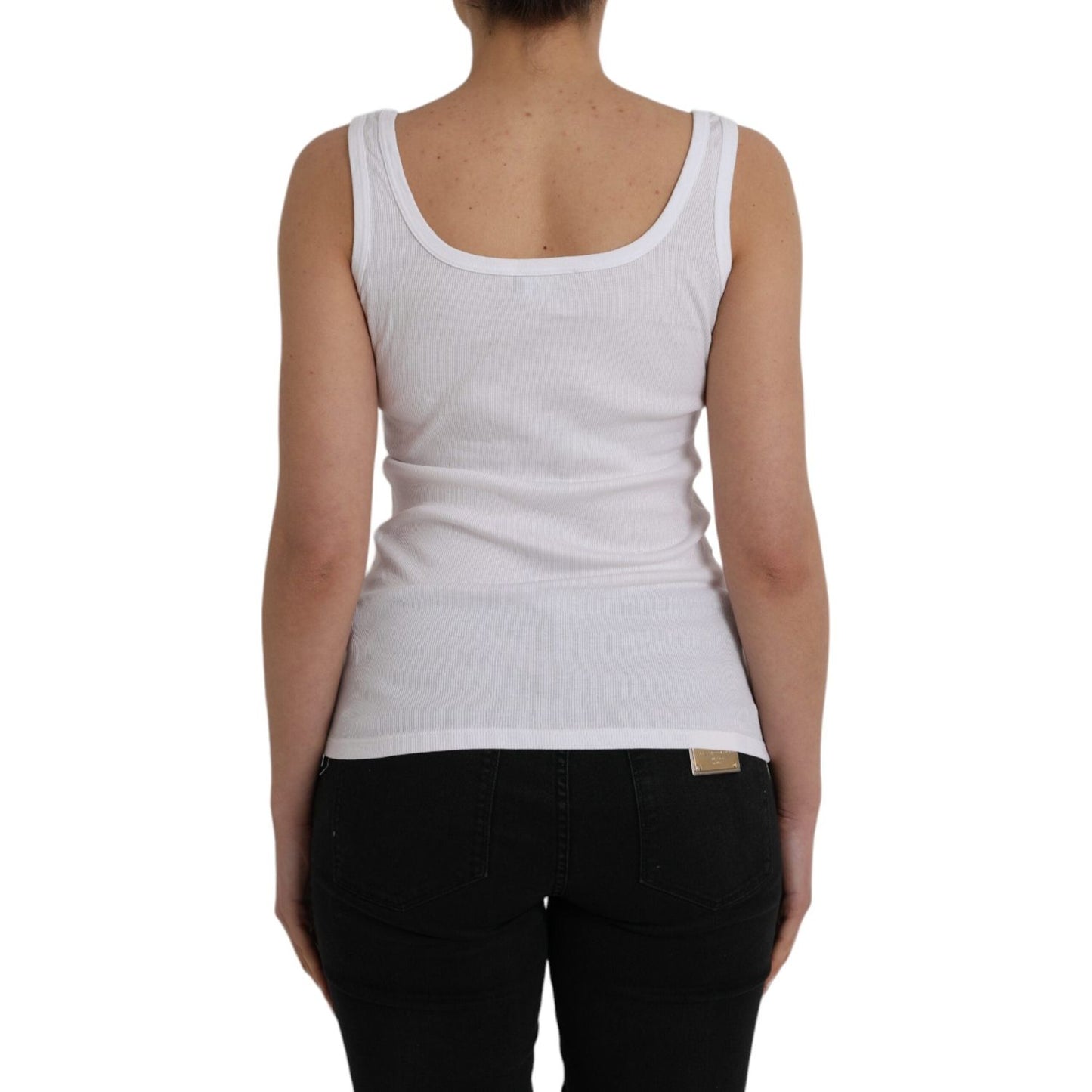 Ermanno Scervino White Cotton Sleevelesss Tank Casual Top Ermanno Scervino