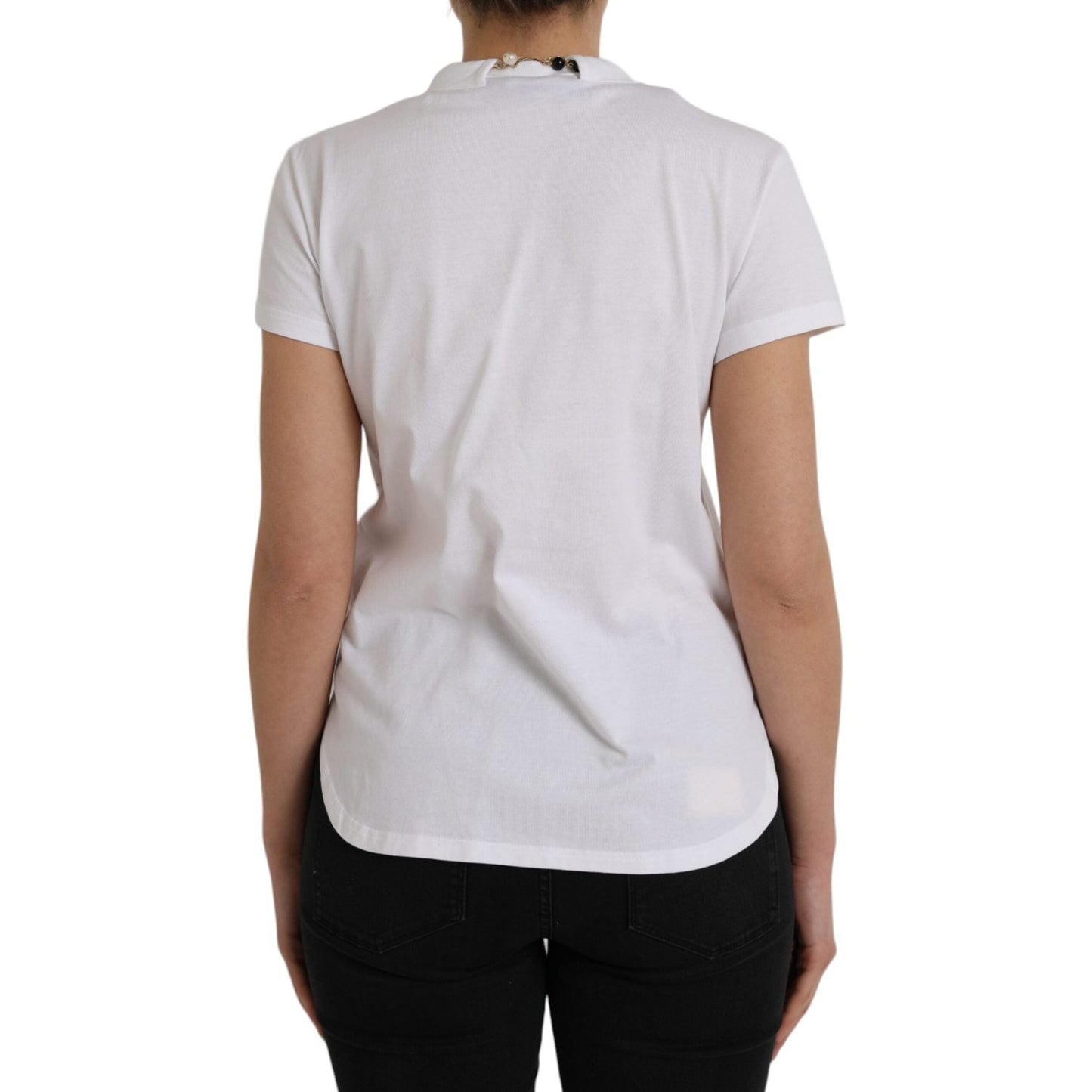 Dolce & Gabbana White Cotton Necklace Short Sleeves T-shirt Dolce & Gabbana