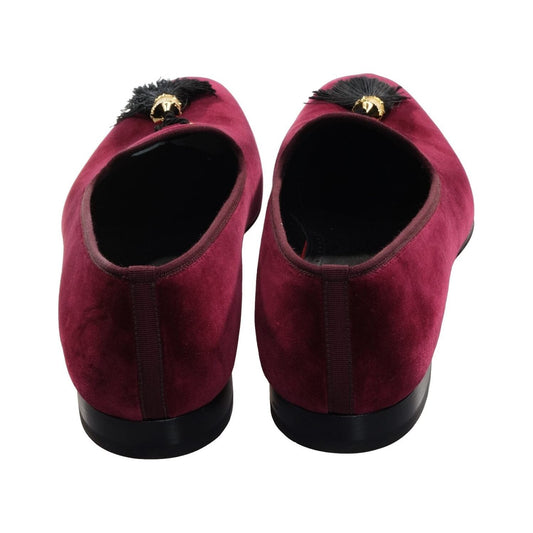 Christian Louboutin Stanboul Burgundy Velvet Flat Shoes Christian Louboutin