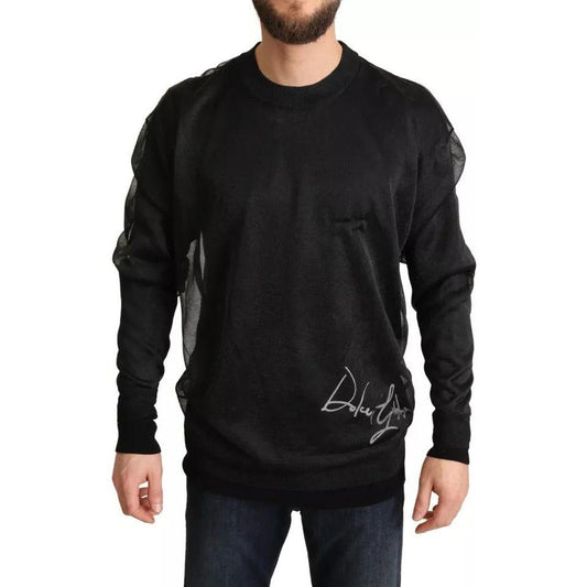 Dolce & Gabbana Black Logo Crewneck Long Sleeve Pullover Sweater Dolce & Gabbana