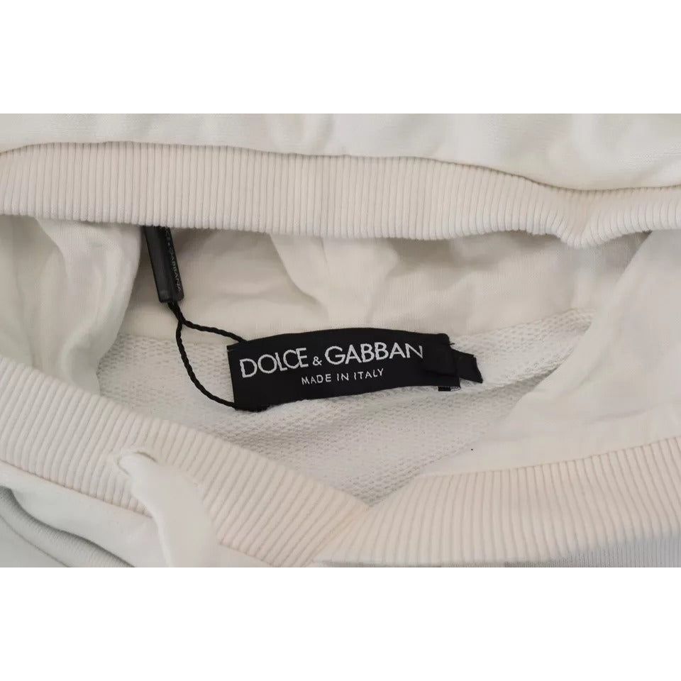 Dolce & Gabbana White Caesar Cotton Hooded Sweatshirt Sweater Dolce & Gabbana