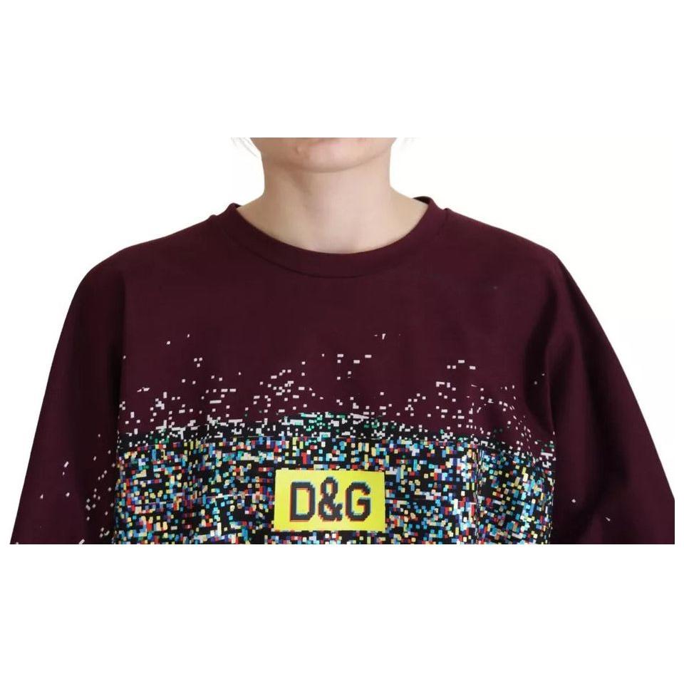 Dolce & Gabbana Bordeaux D&G Print Round Neck Cotton T-shirt Dolce & Gabbana