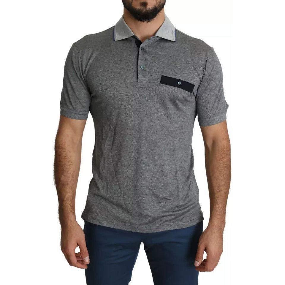 Dolce & Gabbana Gray Collared Silk Polo Top Shirt T-shirt Dolce & Gabbana