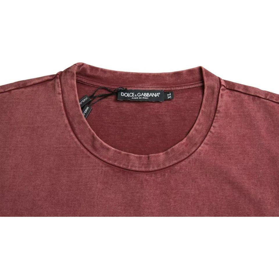 Dolce & Gabbana Maroon Print Round Neck Short Sleeves T-shirt Dolce & Gabbana