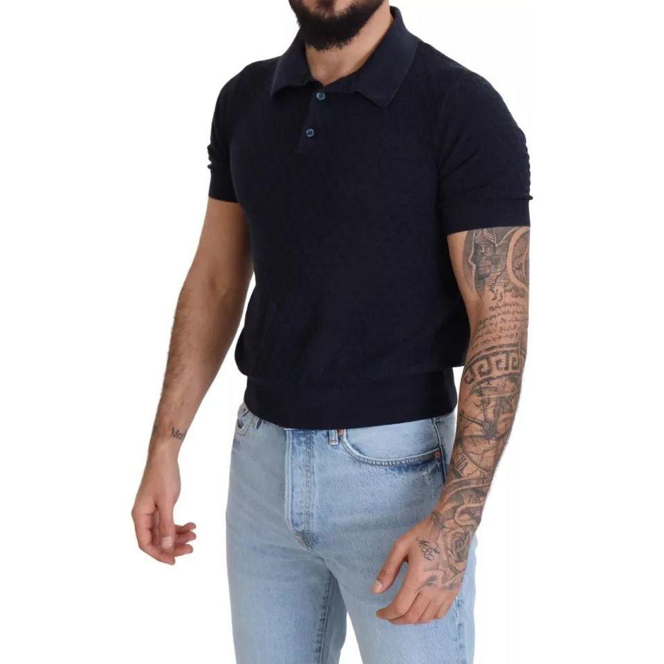 Dolce & Gabbana Dark Blue Collared Polo Casual Silk T-shirt Dolce & Gabbana