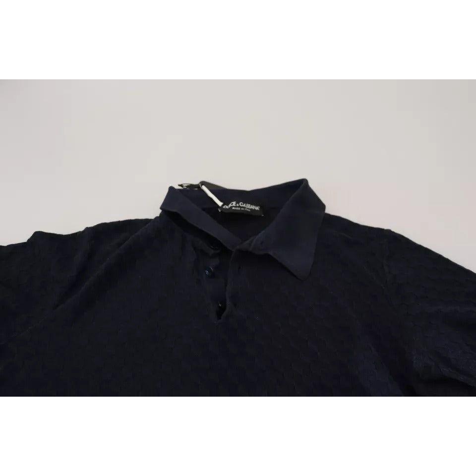 Dolce & Gabbana Dark Blue Collared Polo Casual Silk T-shirt Dolce & Gabbana