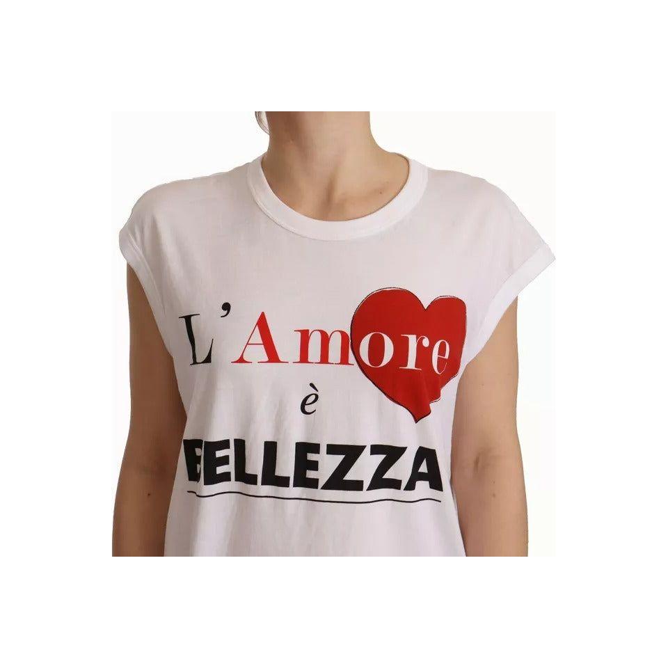 Dolce & Gabbana White L'AMORE Cotton Sleeveless Tank Top T-shirt Dolce & Gabbana