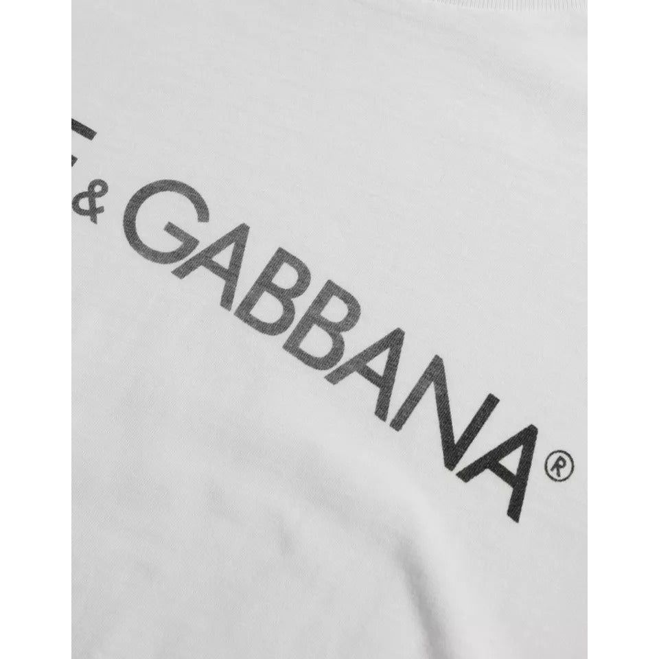 Dolce & Gabbana White Logo Print Cotton Crew Neck Men Top T-shirt Dolce & Gabbana