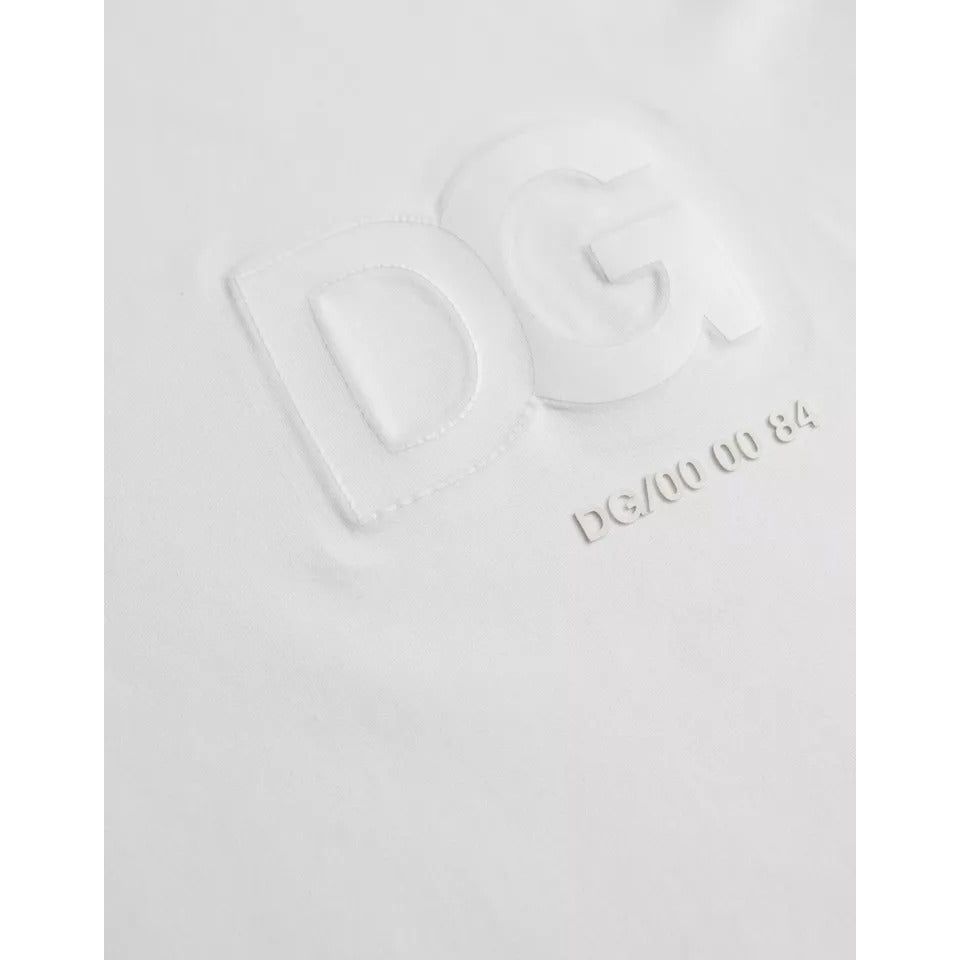 Dolce & Gabbana White Logo Embossed Cotton Crewneck T-shirt Dolce & Gabbana