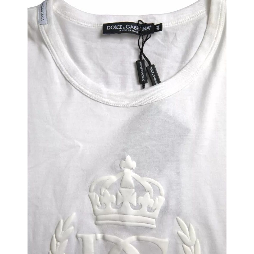 Dolce & Gabbana White Logo Embossed Crew Neck Short Sleeves T-shirt Dolce & Gabbana