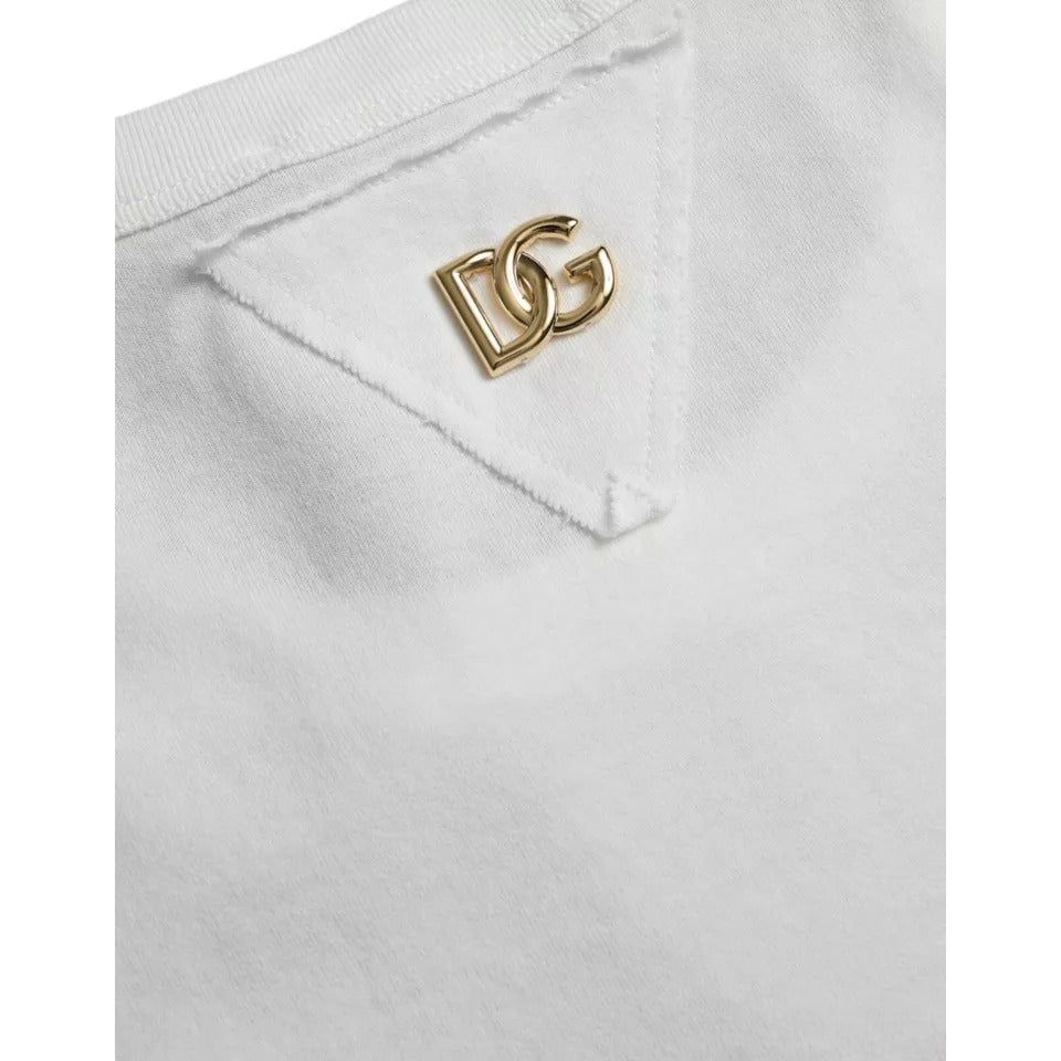 Dolce & Gabbana White Logo Floral Cotton Crew Neck T-shirt Dolce & Gabbana