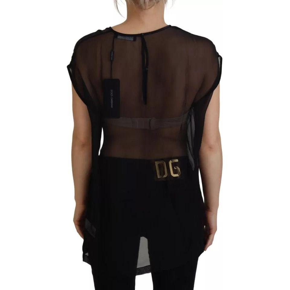 Dolce & Gabbana Black Mesh Transparent Blouse Pullover Top Dolce & Gabbana