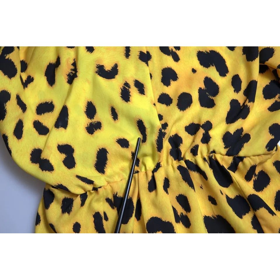 Dolce & Gabbana Yellow Leopard Print Long Sleeves Top Blouse Dolce & Gabbana