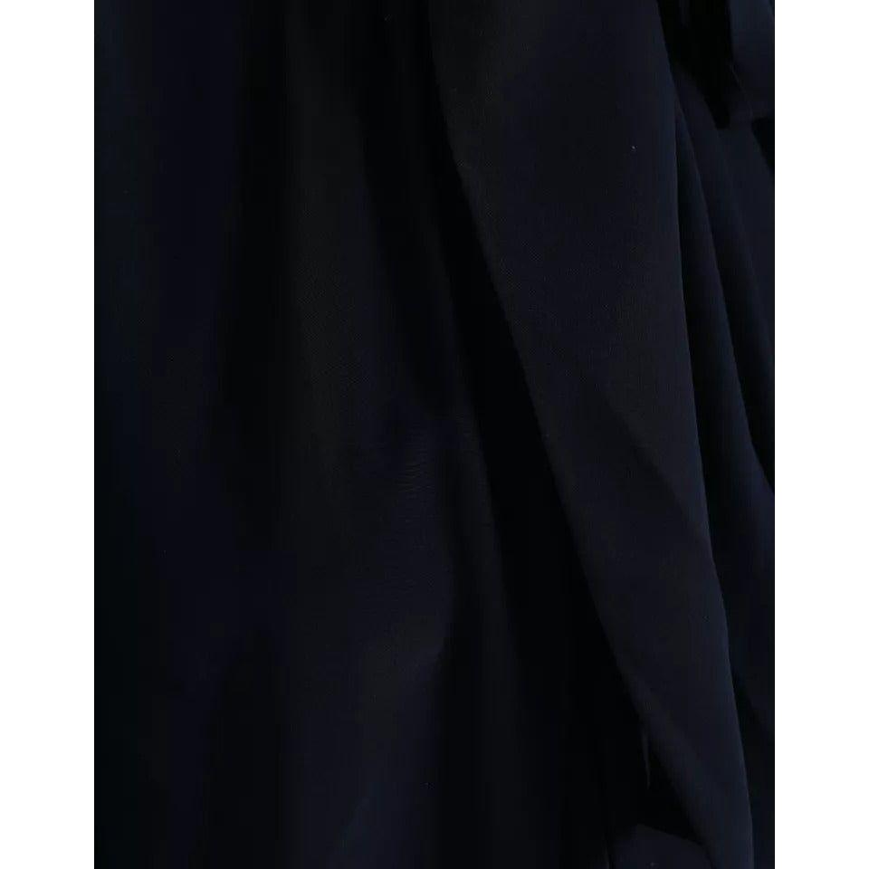 Dolce & Gabbana Blue Long Sleeves Ascot Collar Blouse Top