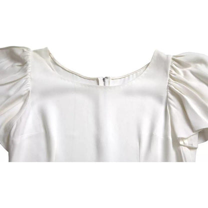 Dolce & Gabbana White Viscose Round Neck Short Sleeves Top