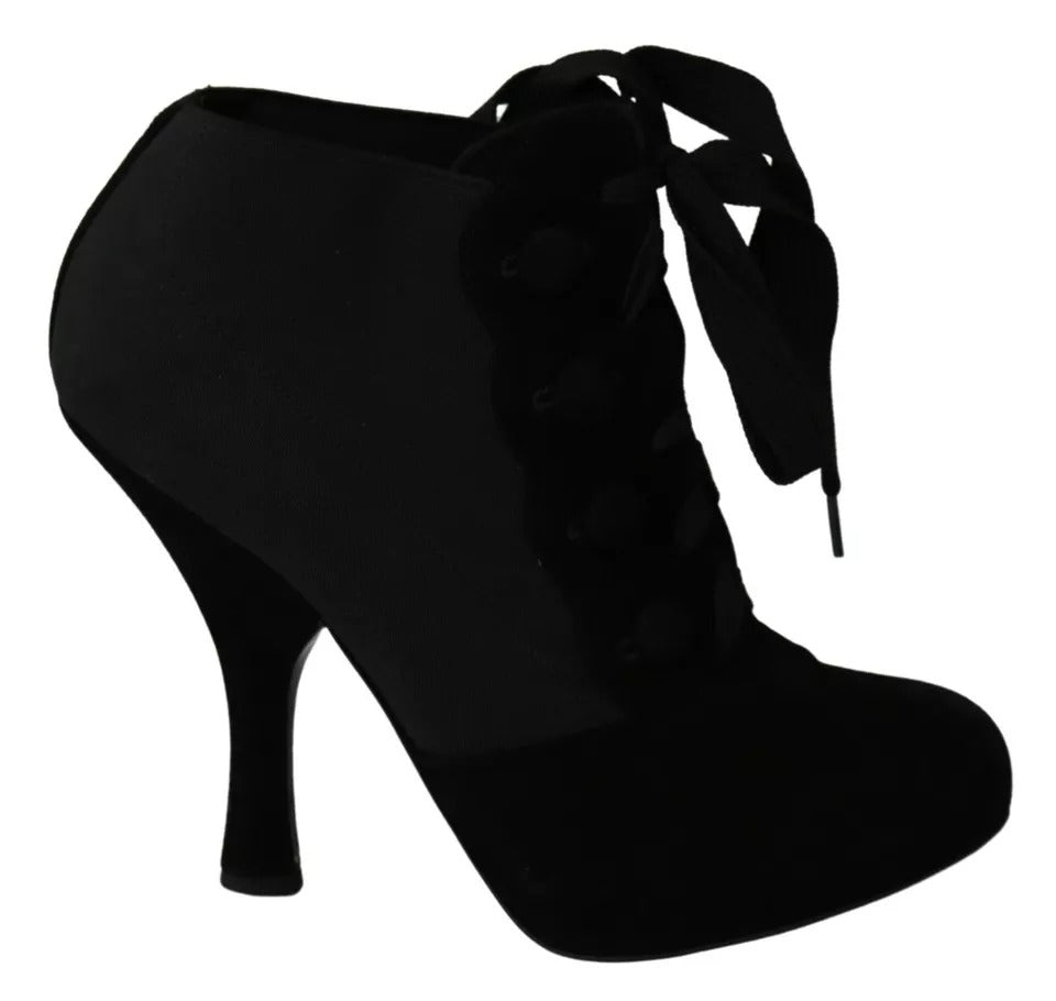 Dolce & Gabbana Black Suede Stretch Ankle Boots Booties Shoes Dolce & Gabbana