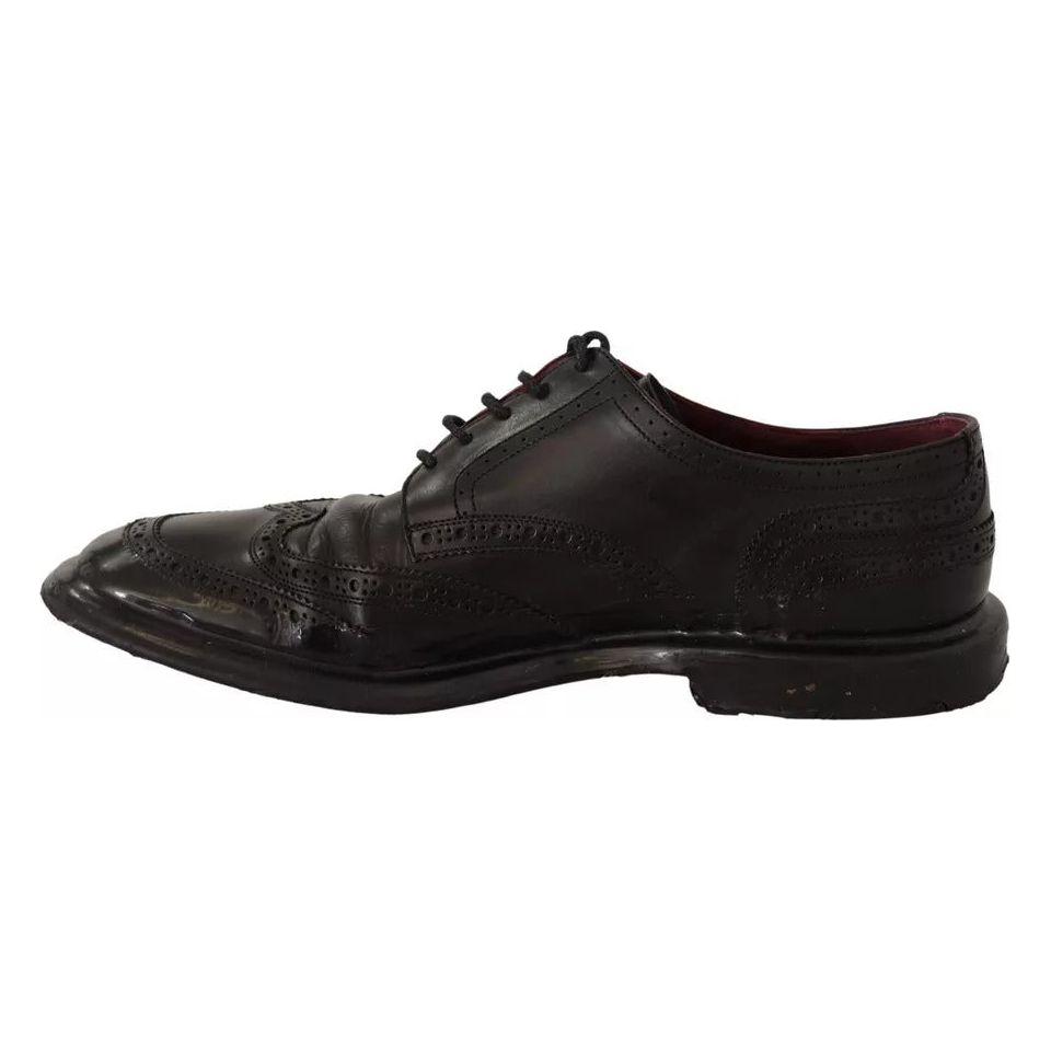 Dolce & Gabbana Black Leather Brogue Oxford Dress Shoes Dolce & Gabbana