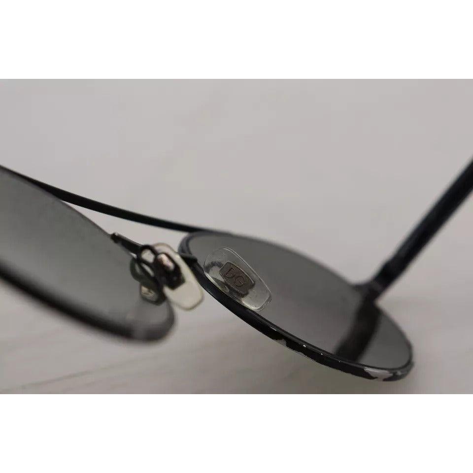 نظارة شمسية دولتشي آند غابانا DG2245 بإطار فولاذي أسود غير لامع وعدسات خضراء