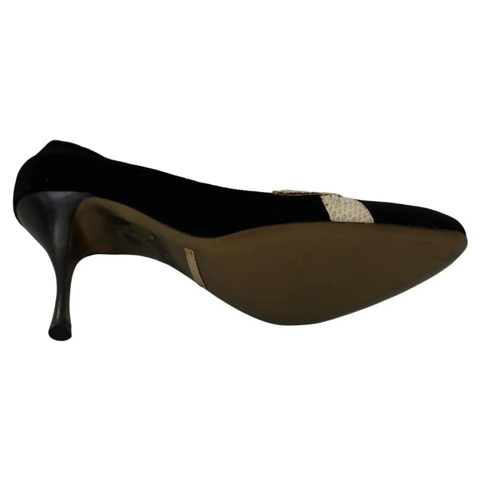 Dolce & Gabbana Black Velvet Ayers High Heels Pumps Shoes Dolce & Gabbana